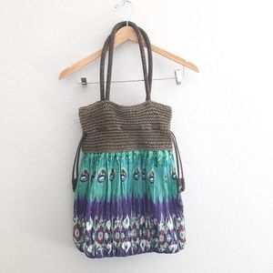 Boho Drawstring Snap Closure Purse Handbag